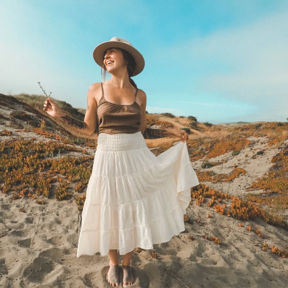 Cotton Flower Clothing - IMPERFECT Flutter Skirt (Undyed Cream White, 37" OS)